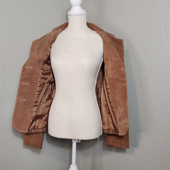 Rue 21 Large Brown Western 100% Leather Front Button Closure 4 Pocket Jacket - Picture 3 of 10